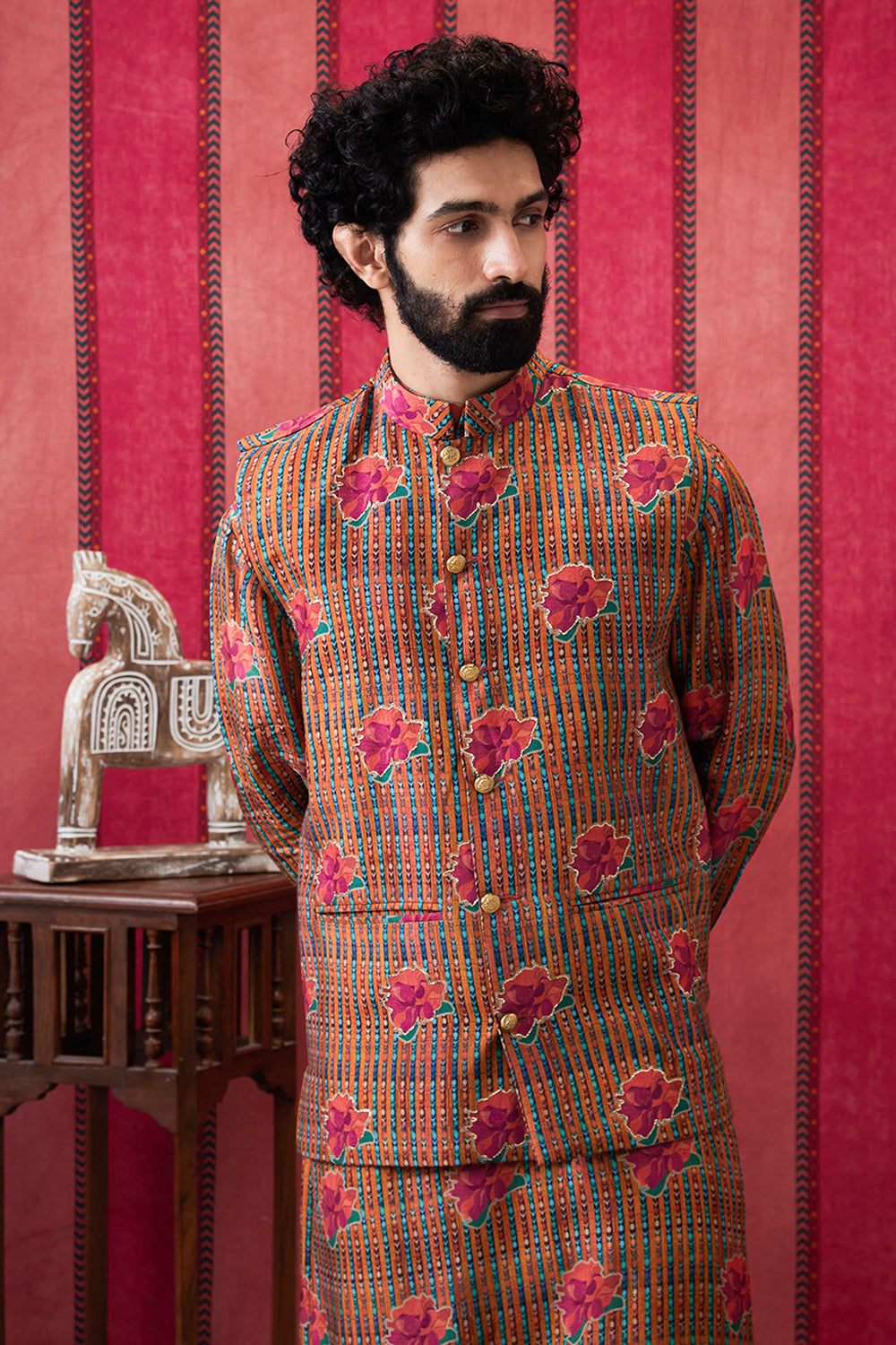 Adah Embroidered Bundi With Kurta Set