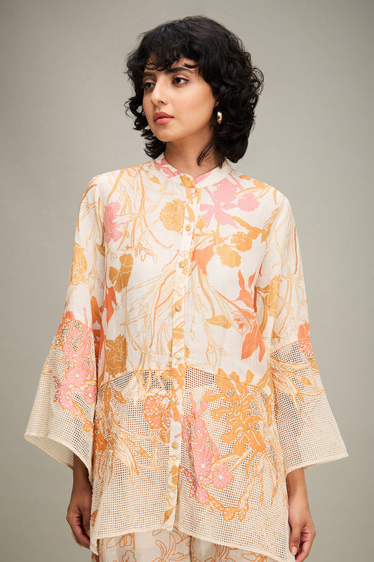 Off White Zinnia Applique Co Ord Set