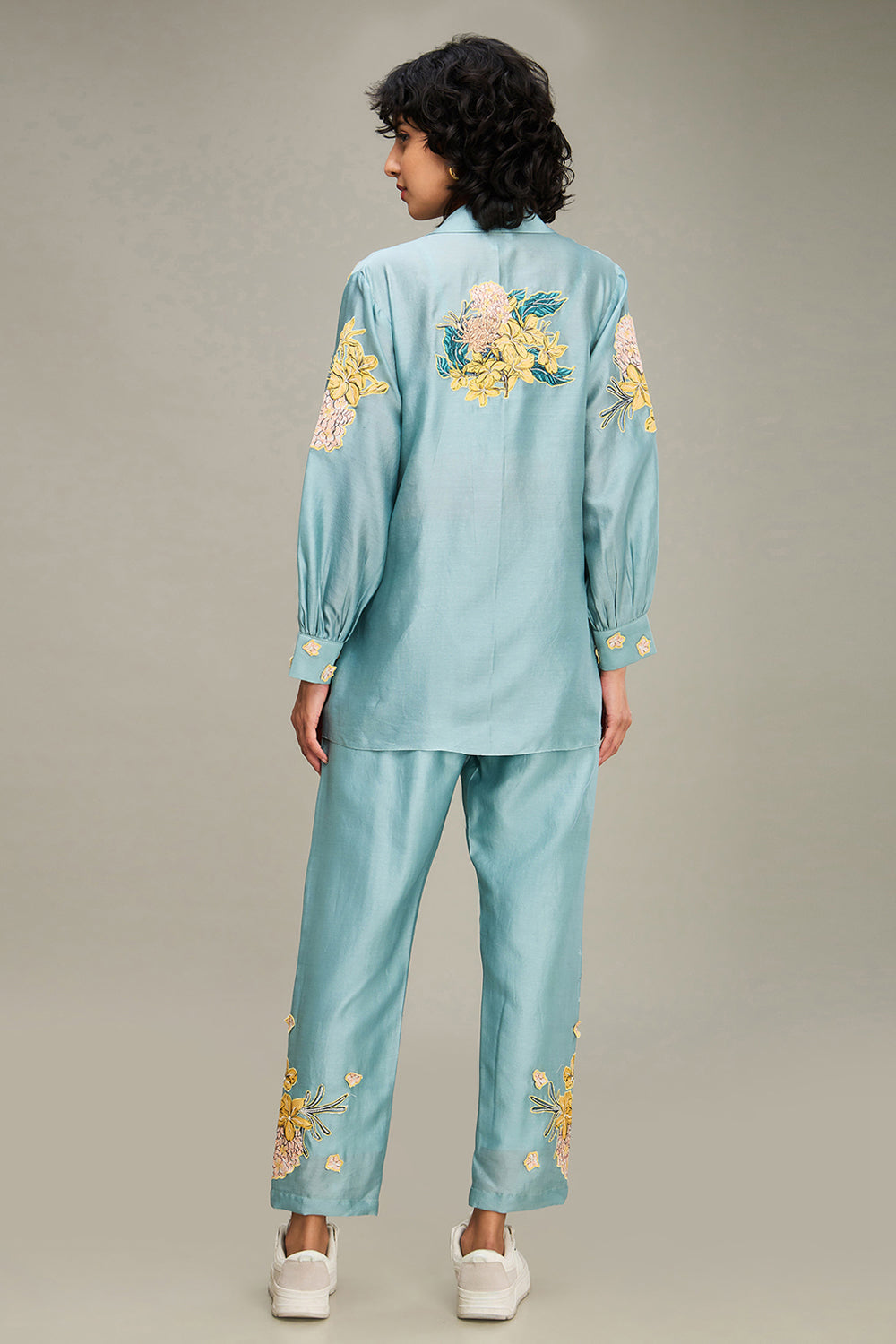 Zinnia Applique Co Ord Set With Jacket