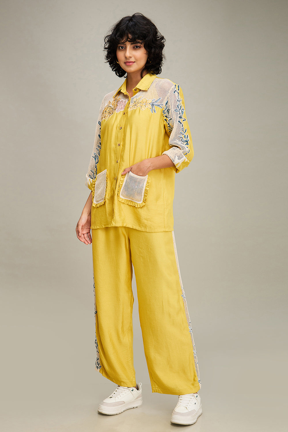 Yellow Zinnia Applique Co-Ord Set