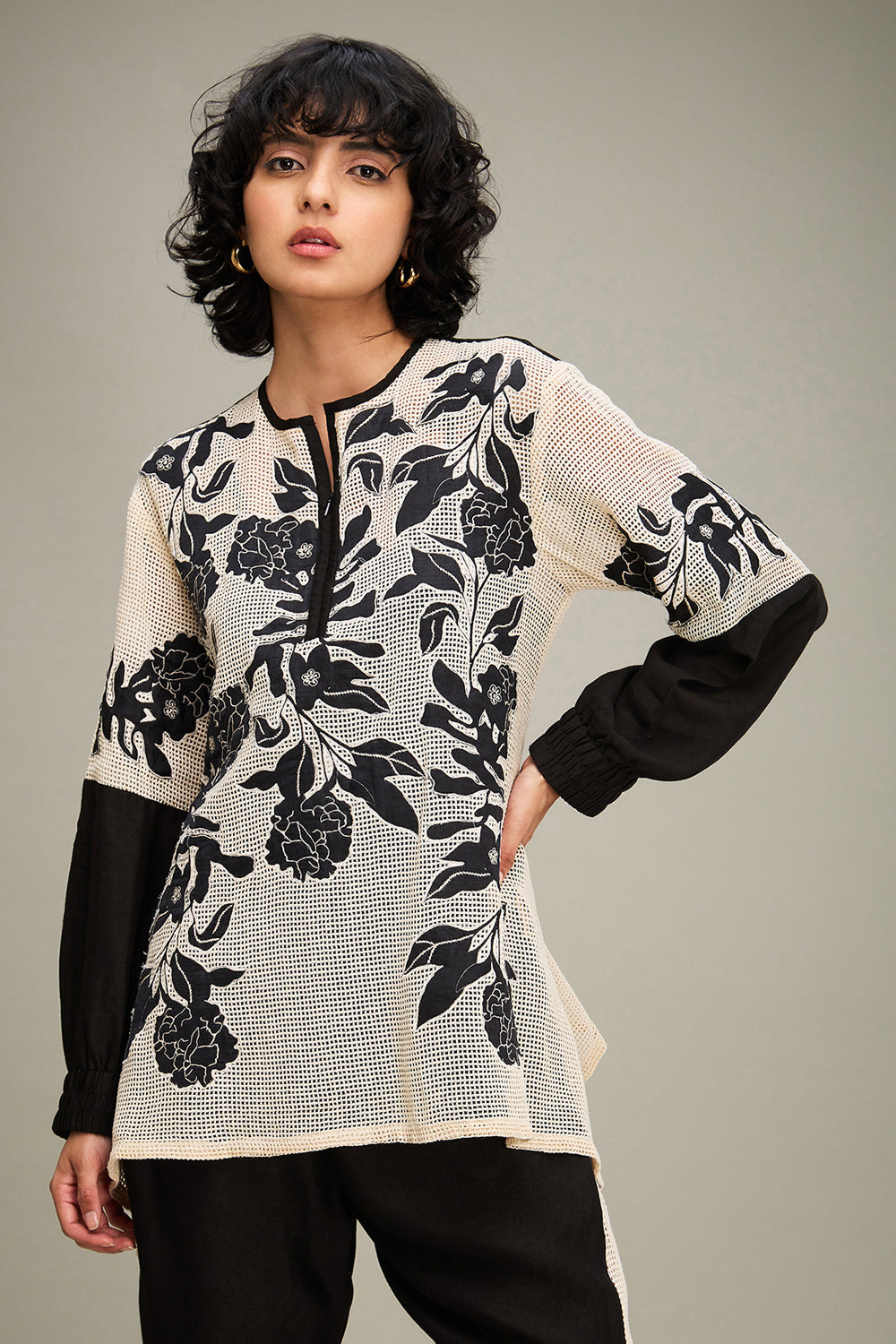 Off White Zinnia Applique Co-Ord Set