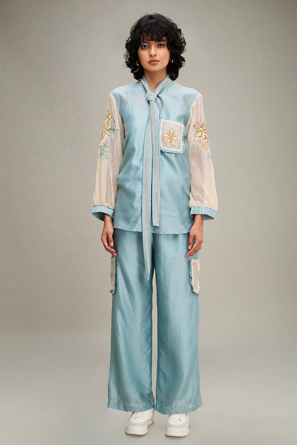 Blue Zinnia Applique Co Ord Set