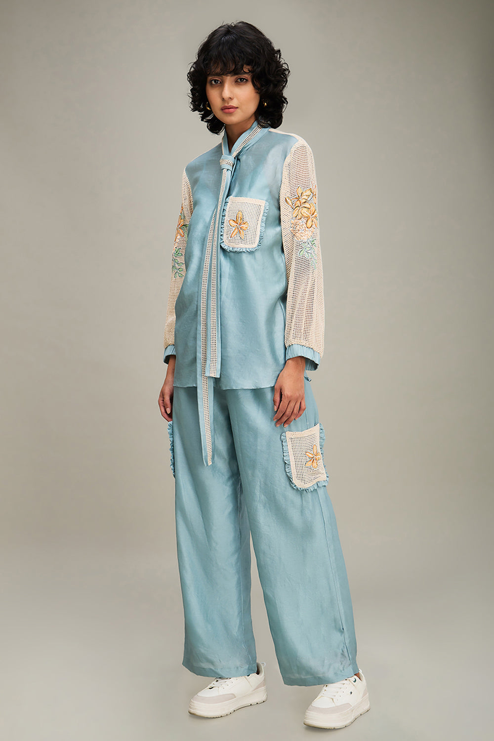 Blue Zinnia Applique Co Ord Set