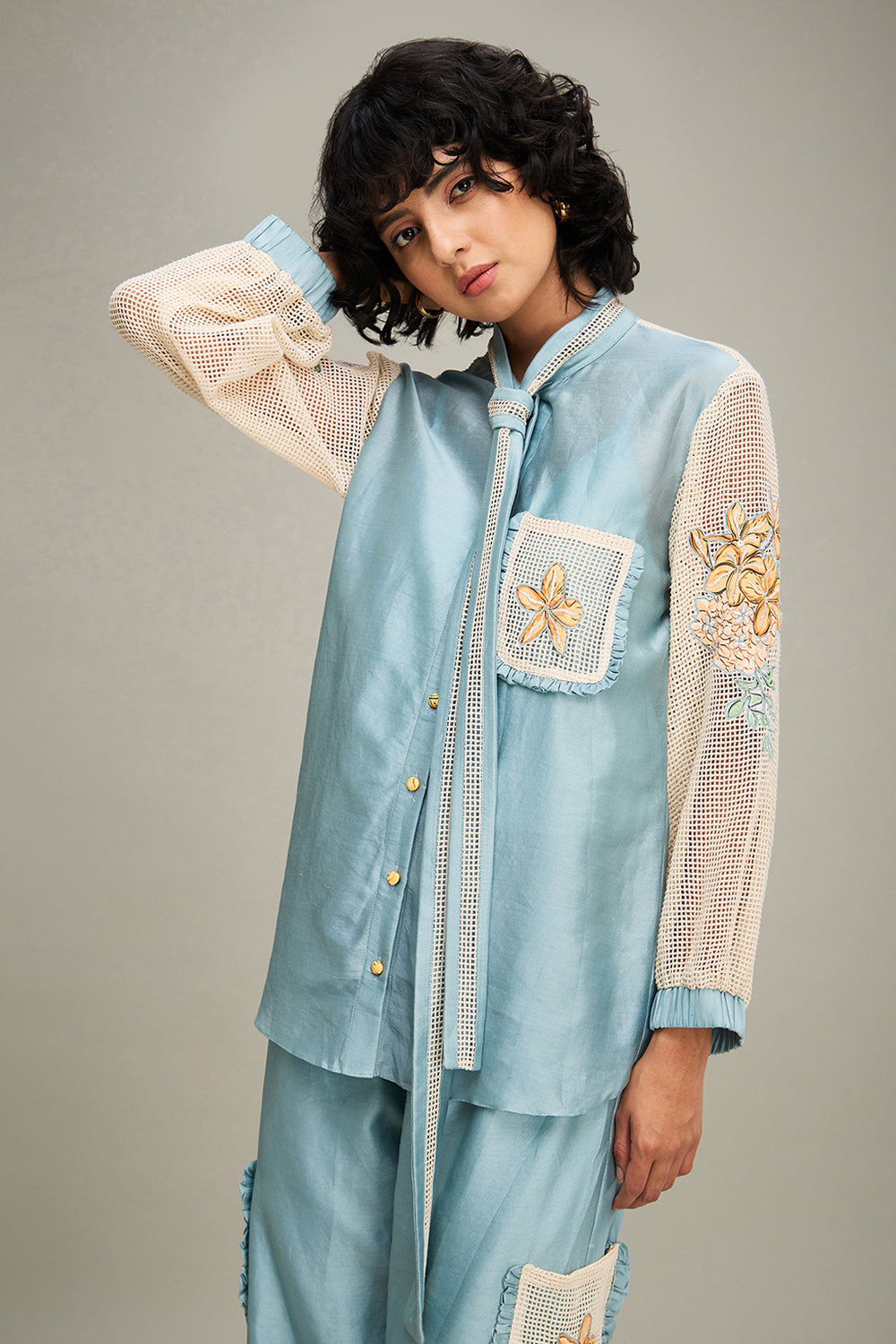 Blue Zinnia Applique Co Ord Set