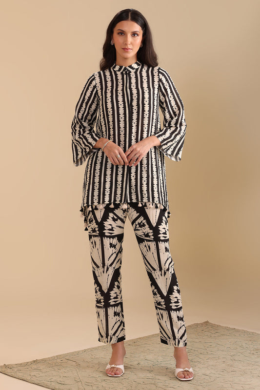 Black and White Naqsh Embellished Co-ord Set