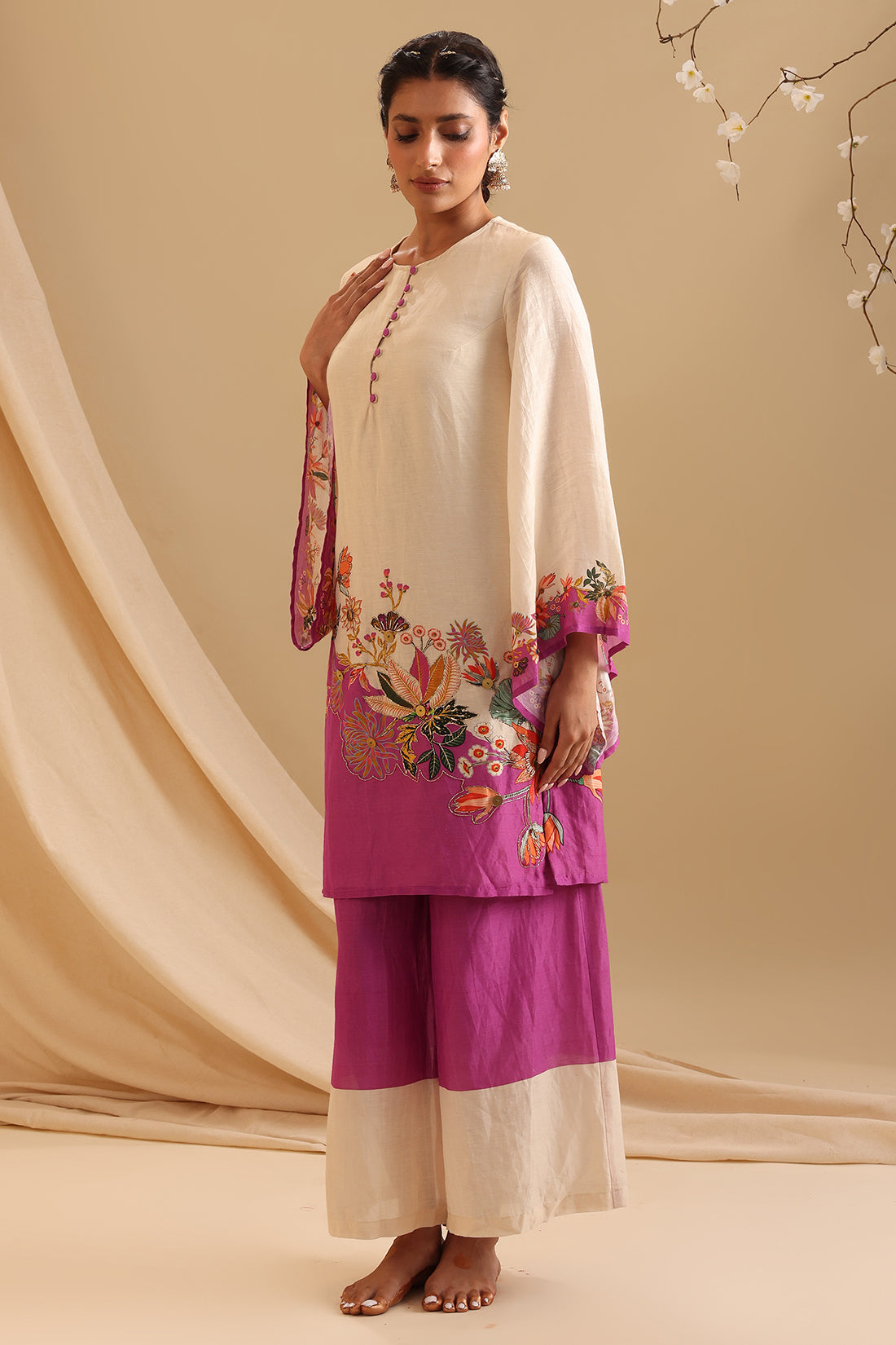 Cream Aarani Embroidered Kurta Set