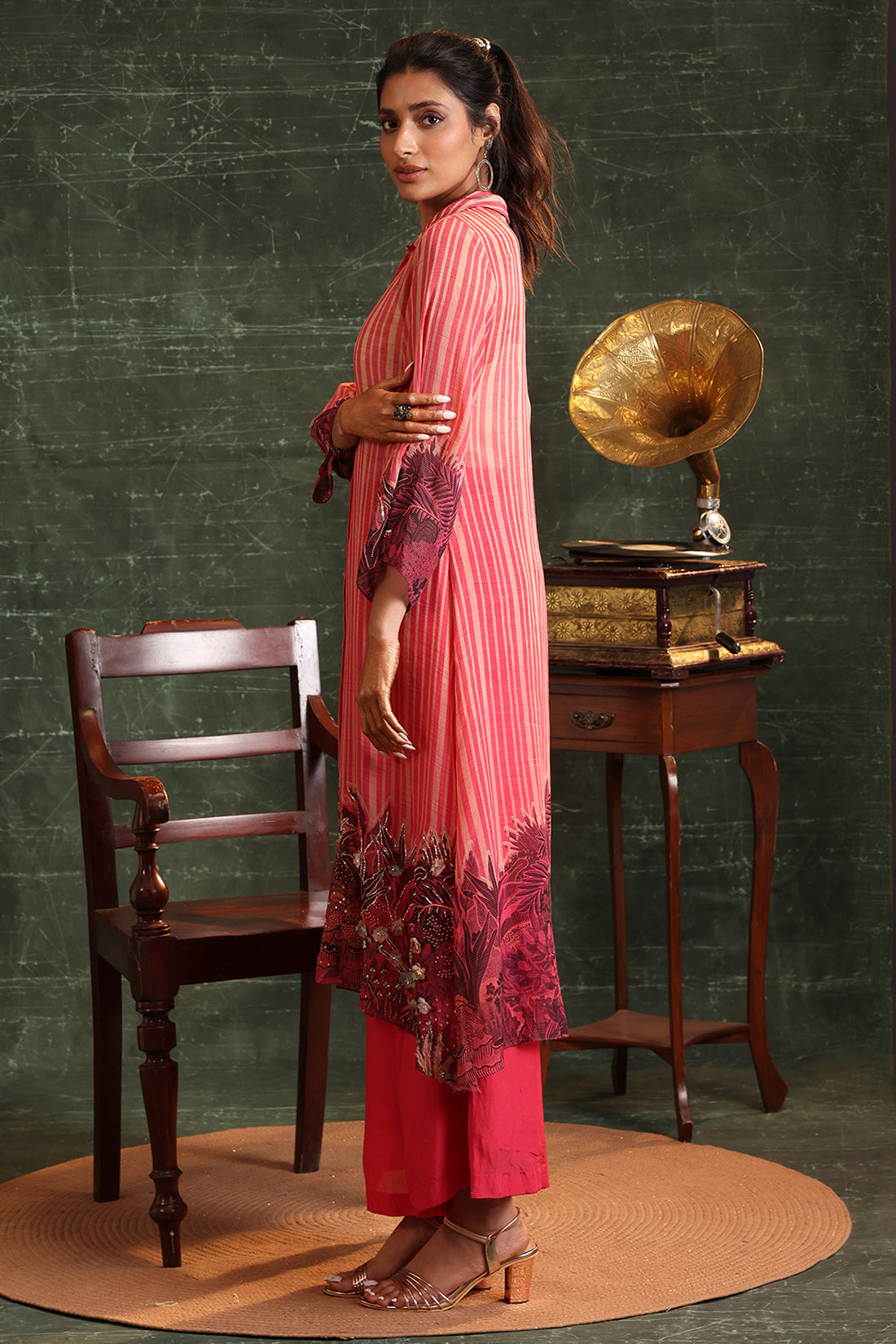 Pink Kaira Embellished Shirt Kurta Set