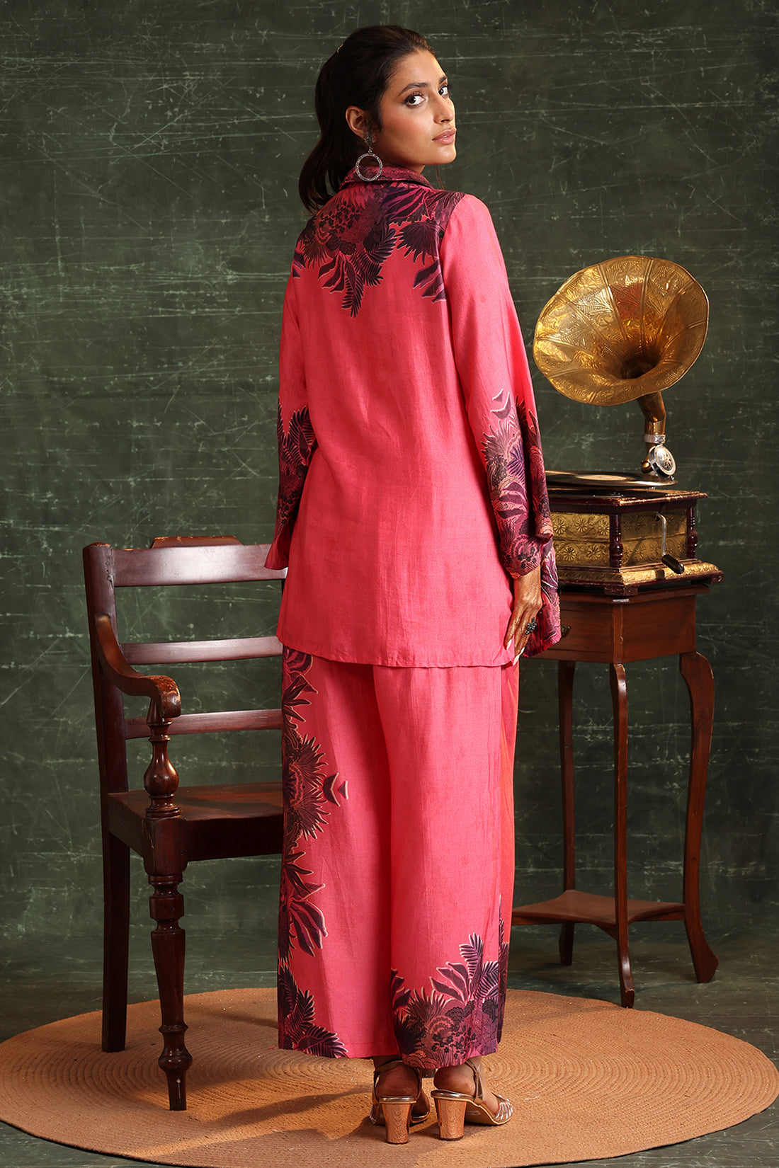 Pink Kaira Embellished Pallazo Set