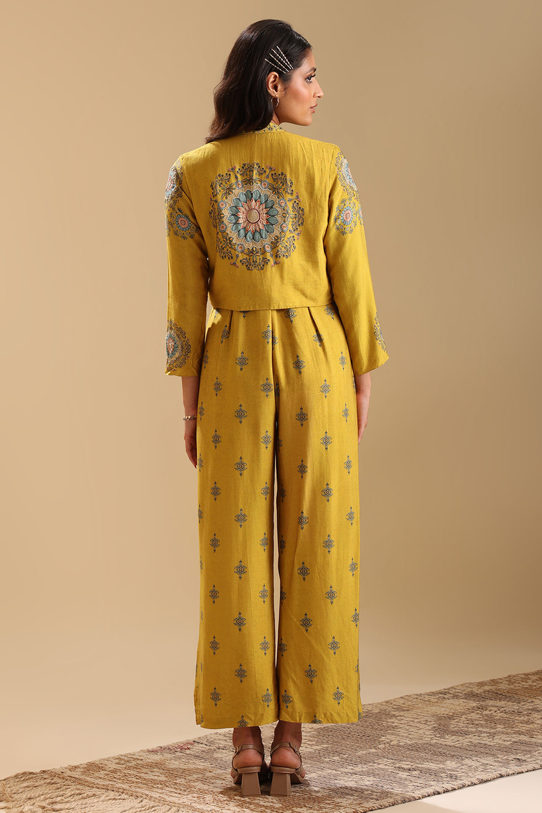 Eraya Embellished Printed Jumpsuit Set