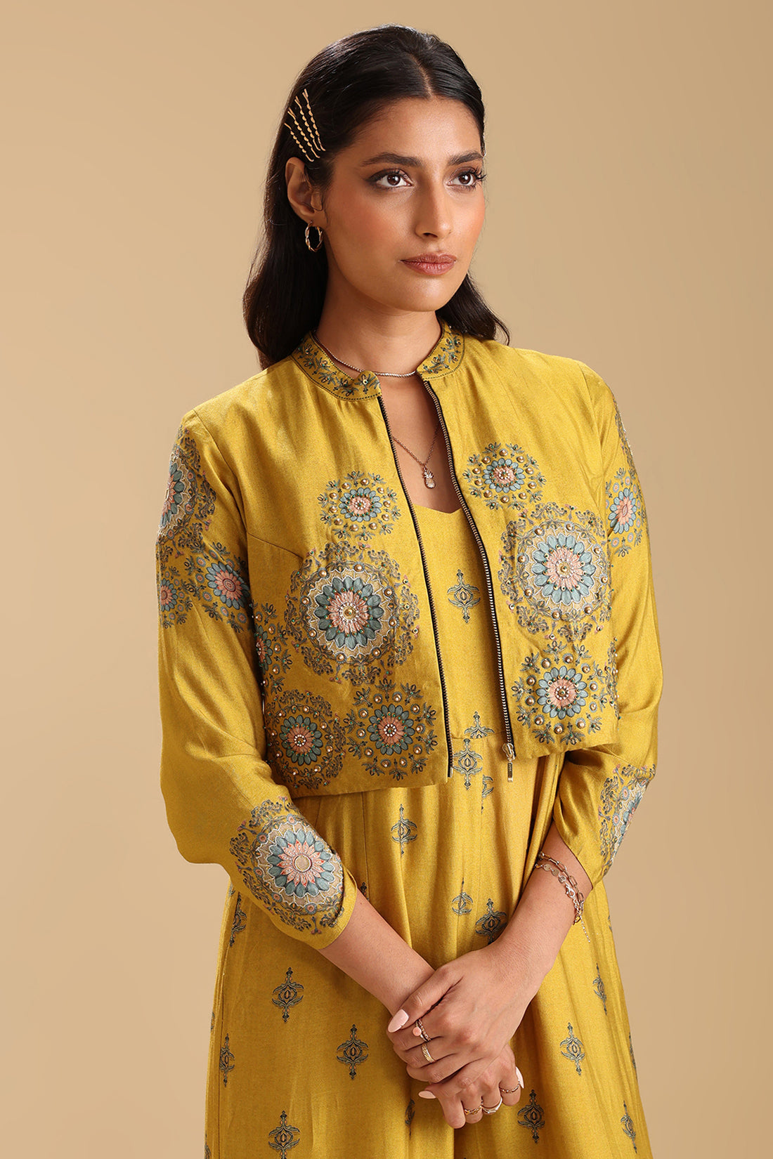 Eraya Embellished Printed Jumpsuit Set