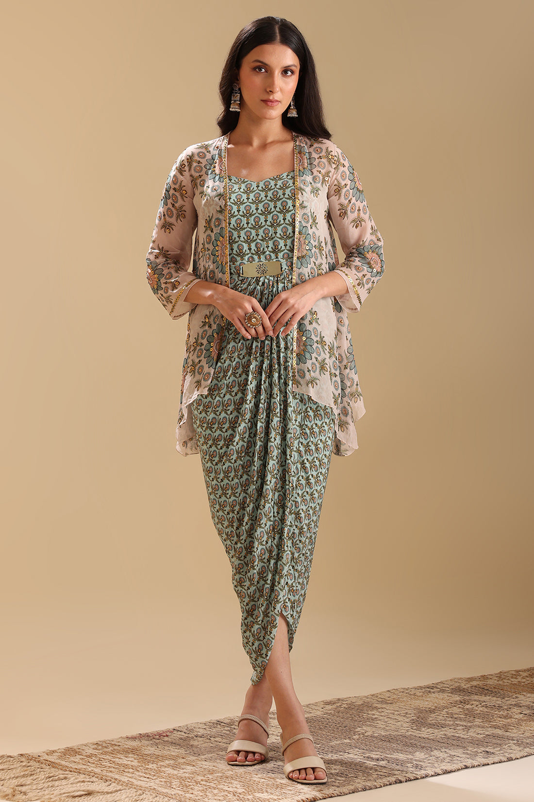 Eraya Embellished Drape Dress Set