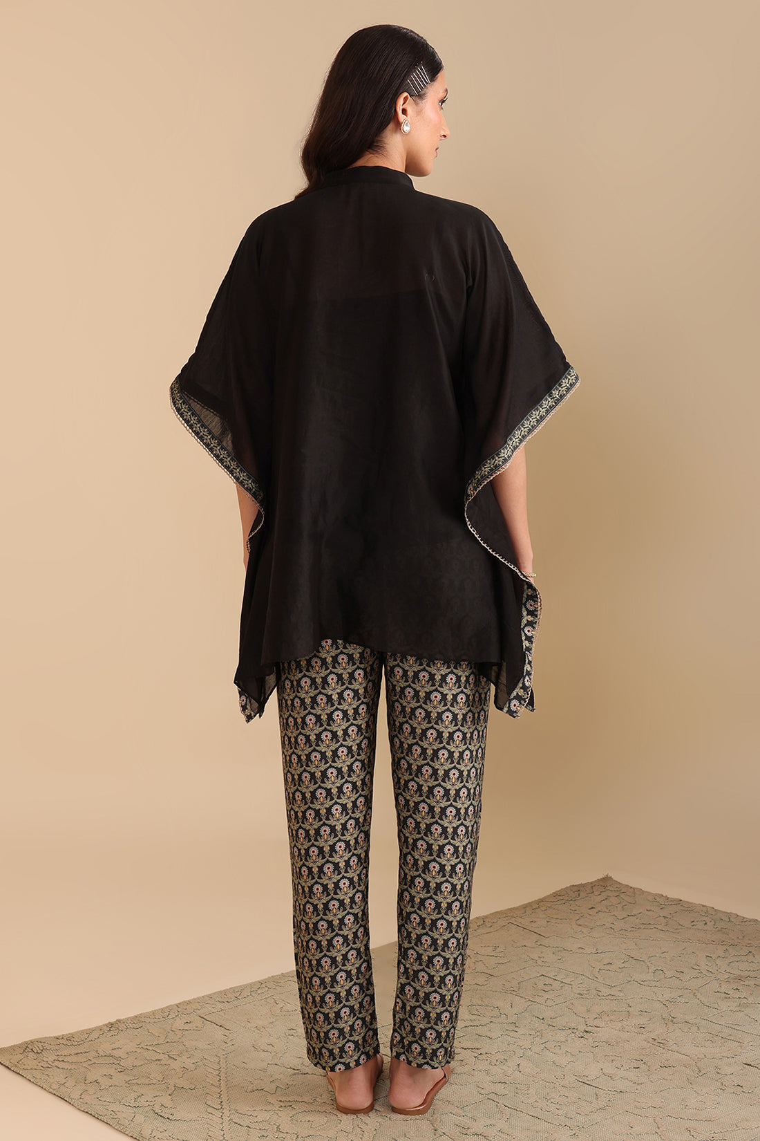 Black Eraya Embellished Kaftan Set