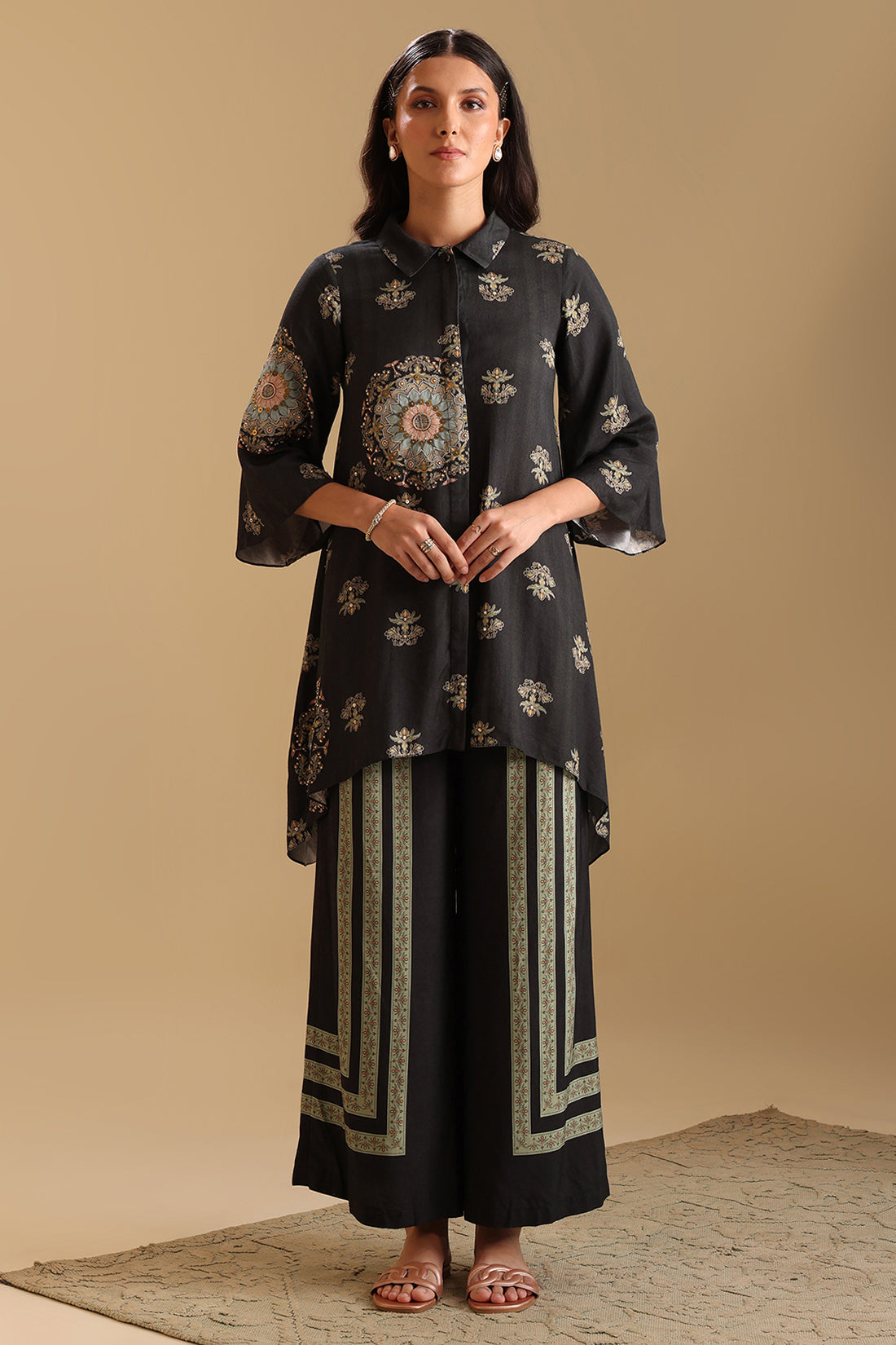 Black Eraya Embellished Co-Ord Set