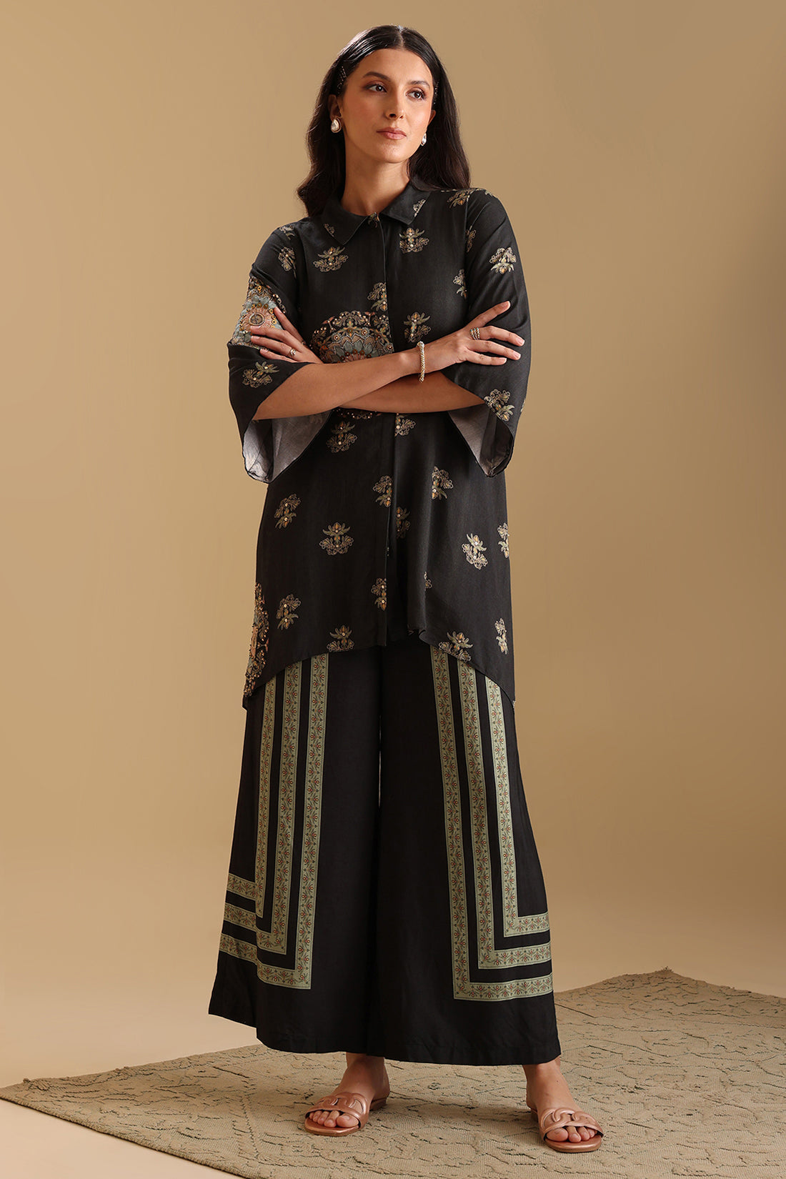 Black Eraya Embellished Co-Ord Set