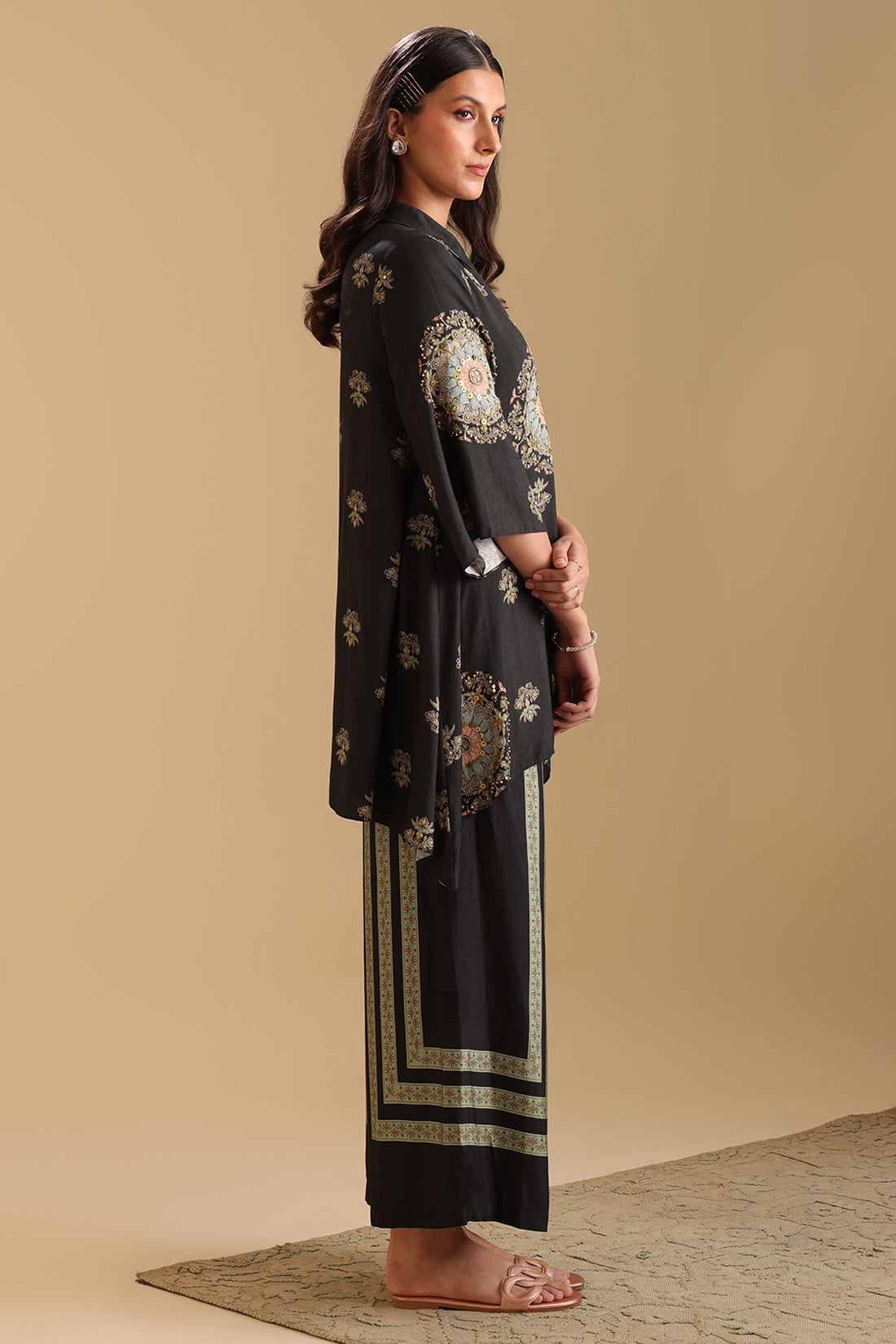 Black Eraya Embellished Co-Ord Set