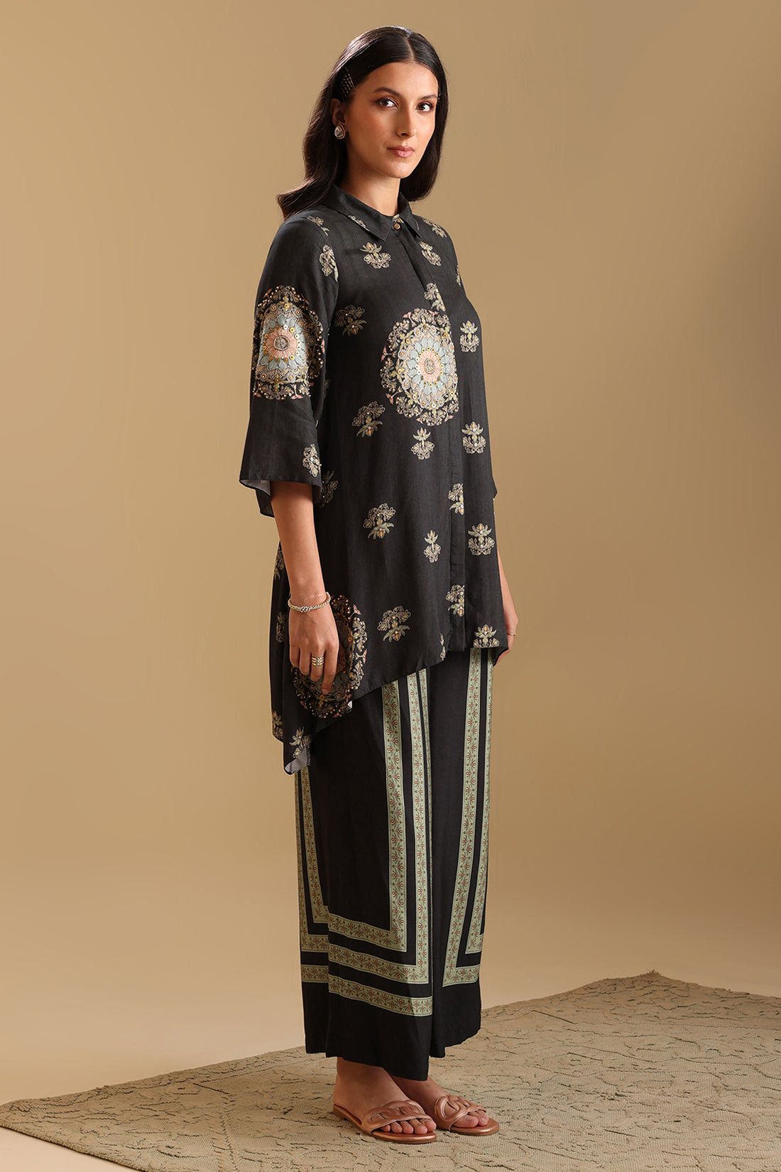 Black Eraya Embellished Co-Ord Set