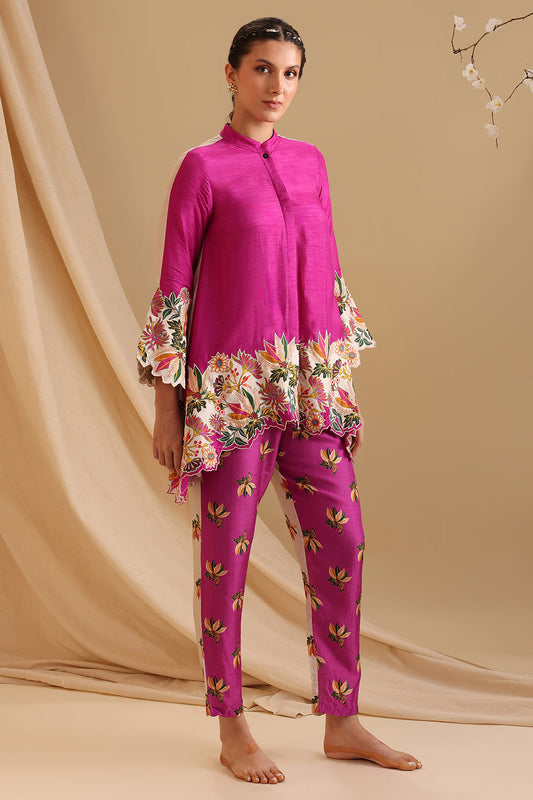 Fuchsia Pink Aarani Embroidered Co-Ord Set