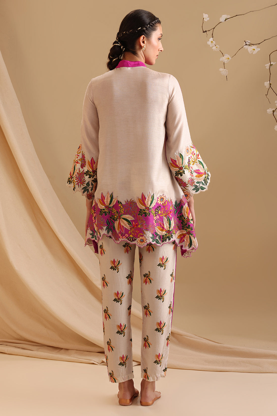 Fuchsia Pink Aarani Embroidered Co-Ord Set