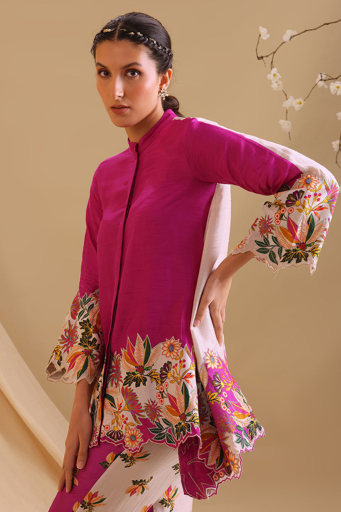 Fuchsia Pink Aarani Embroidered Co-Ord Set