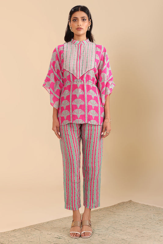 Pink Naqsh Embellished Short Kaftan Set