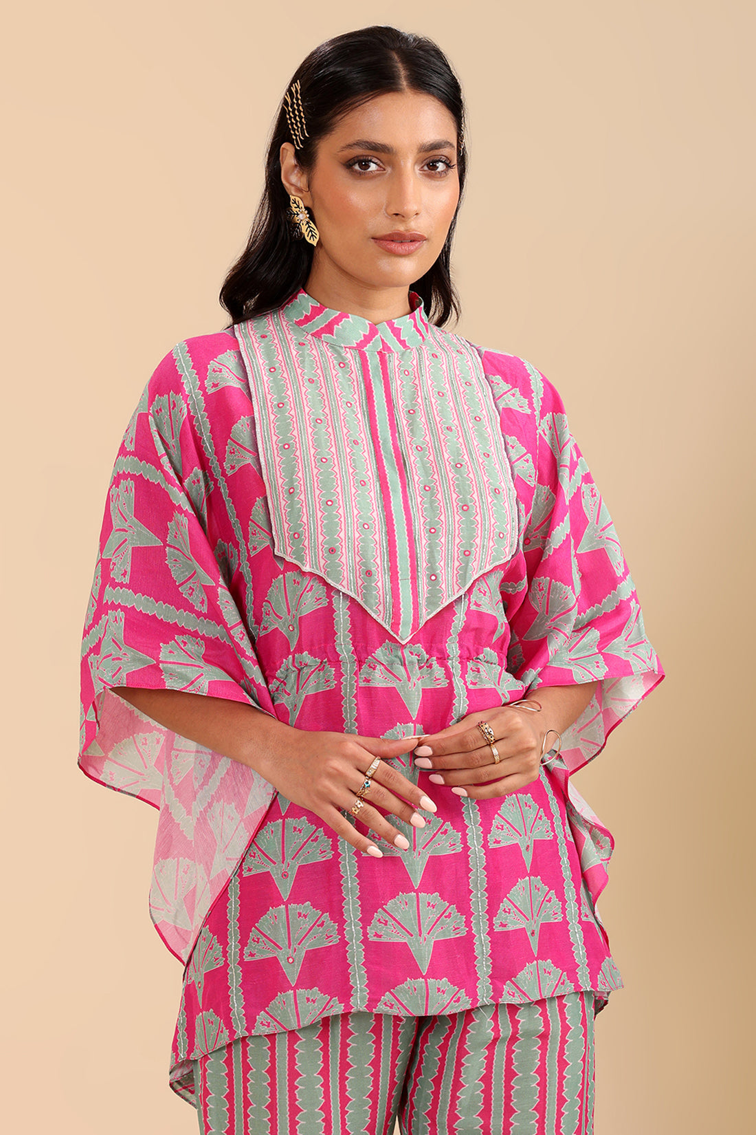Pink Naqsh Embellished Short Kaftan Set