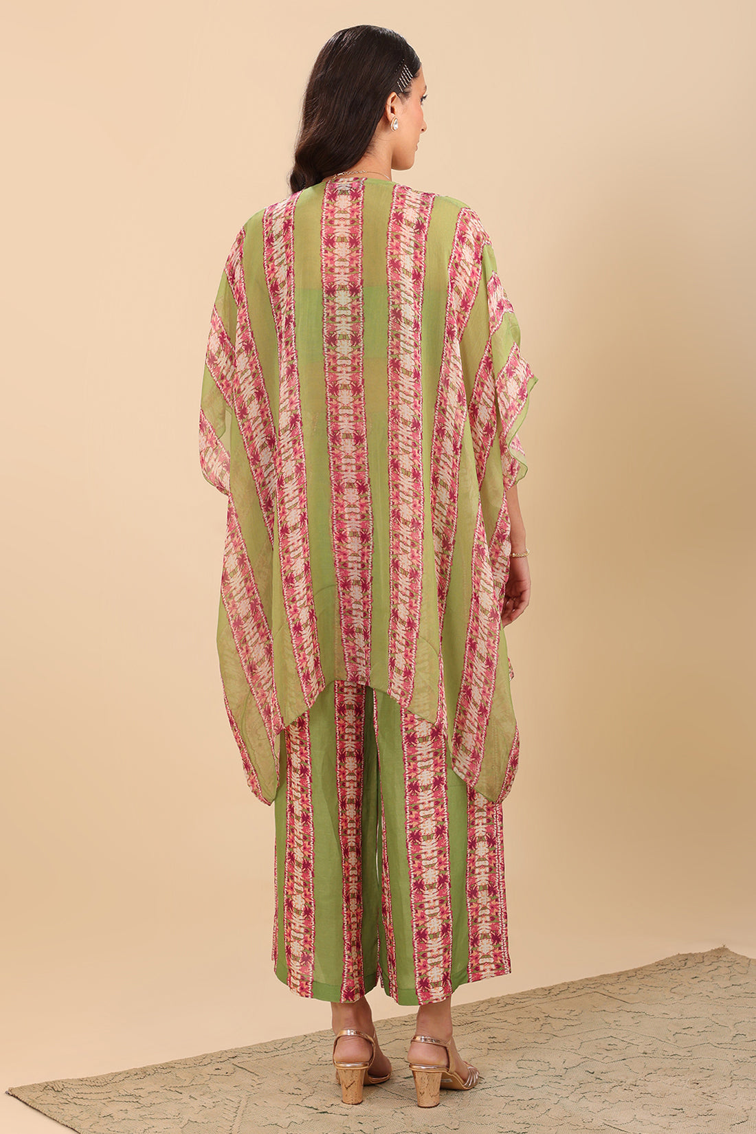 Naqsh Embellished Palazzo Set With Cape