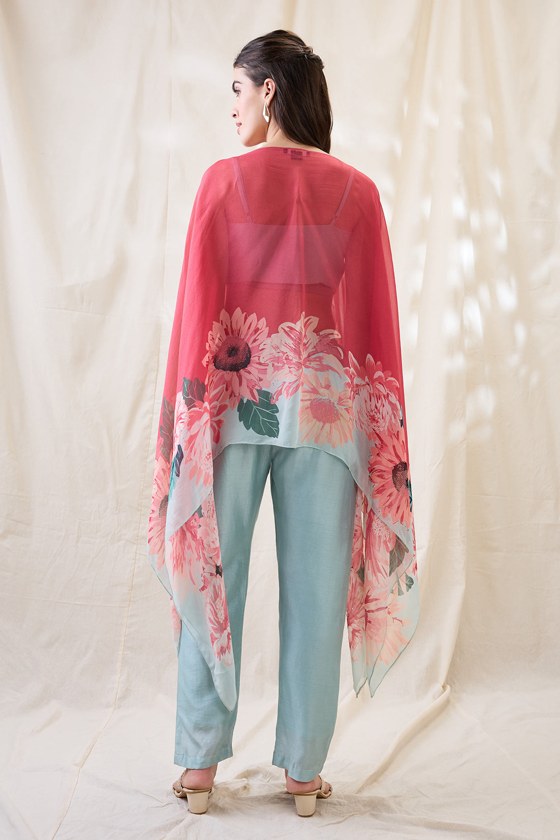 Ravya co-ord set with embellished cape