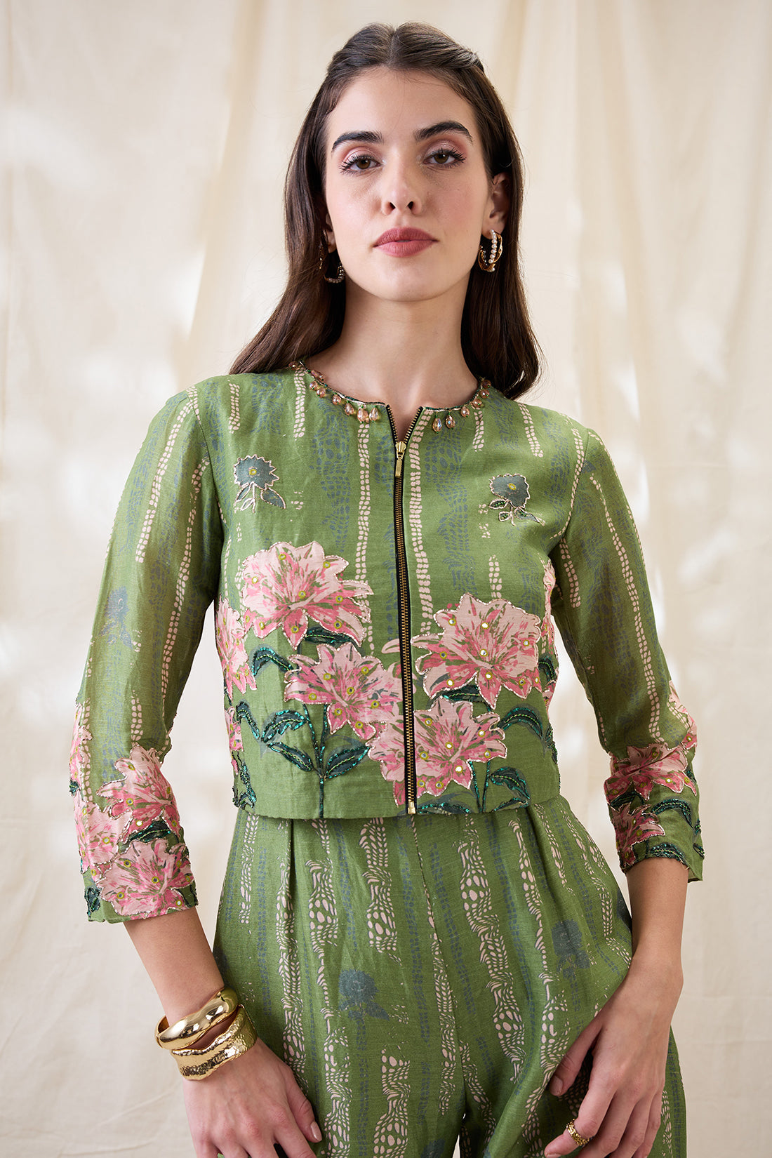 Ravya embroidered jumpsuit set