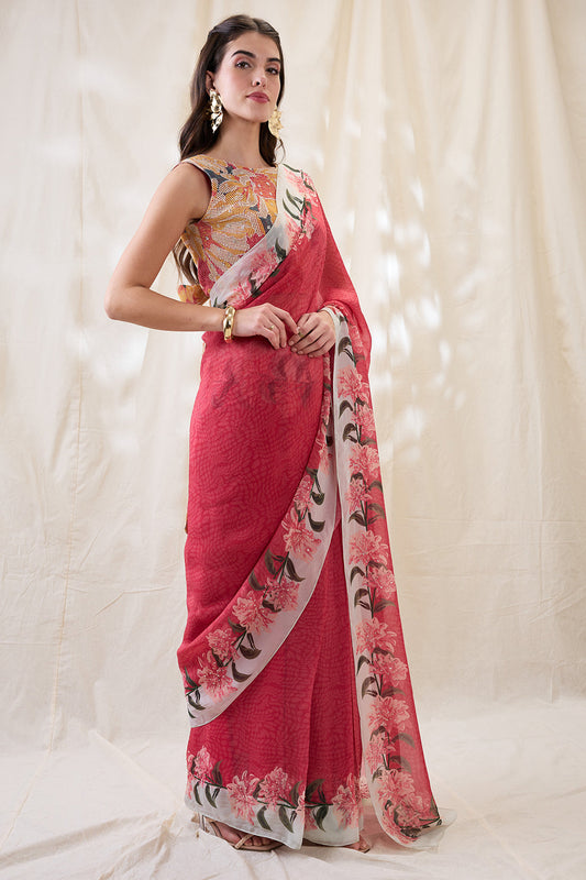 Ravya embellished pre-stitched saree set