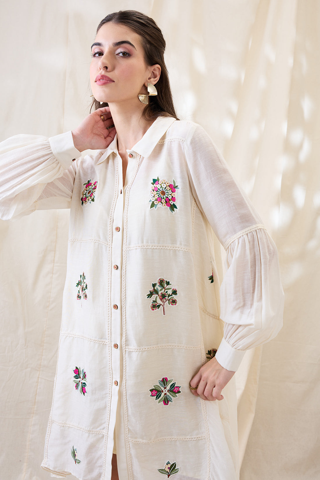 Gulzaar appliqued A-line dress