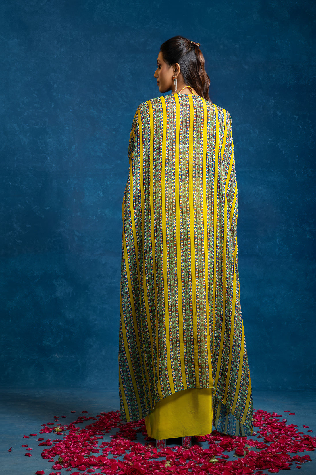 Aarani embellished  drape skirt  set with long cape