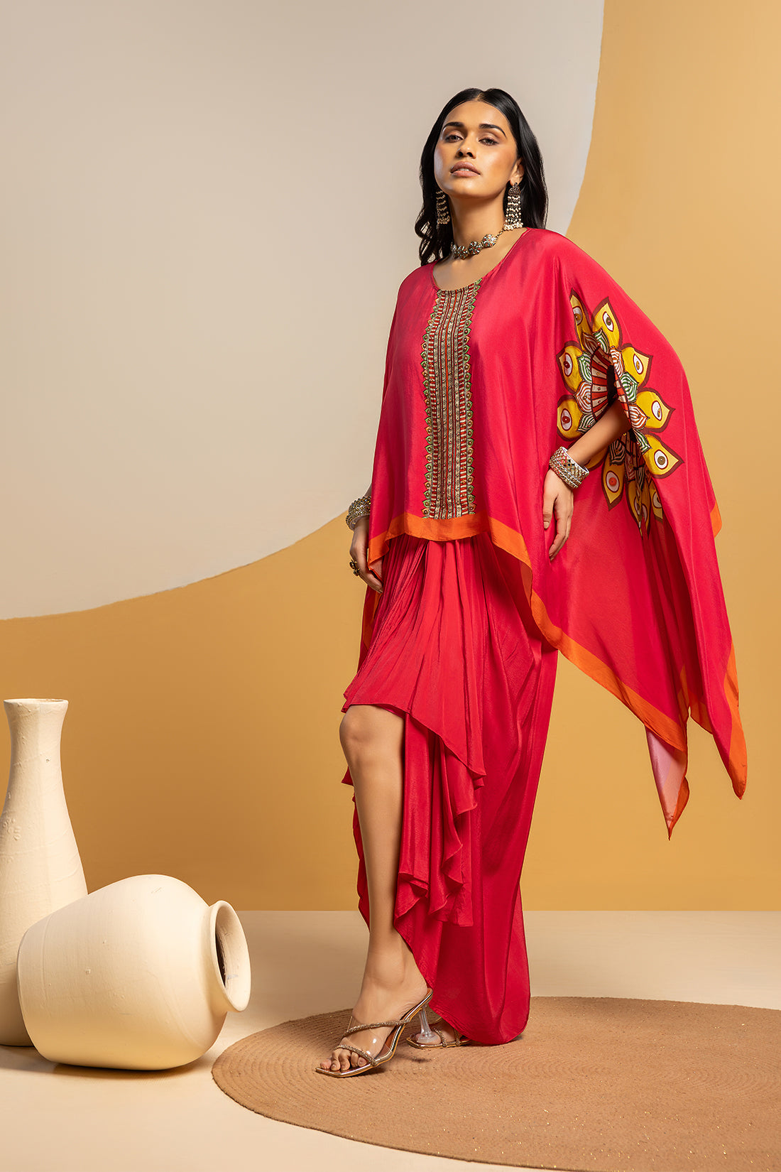 Taarani embellished  drape skirt  set