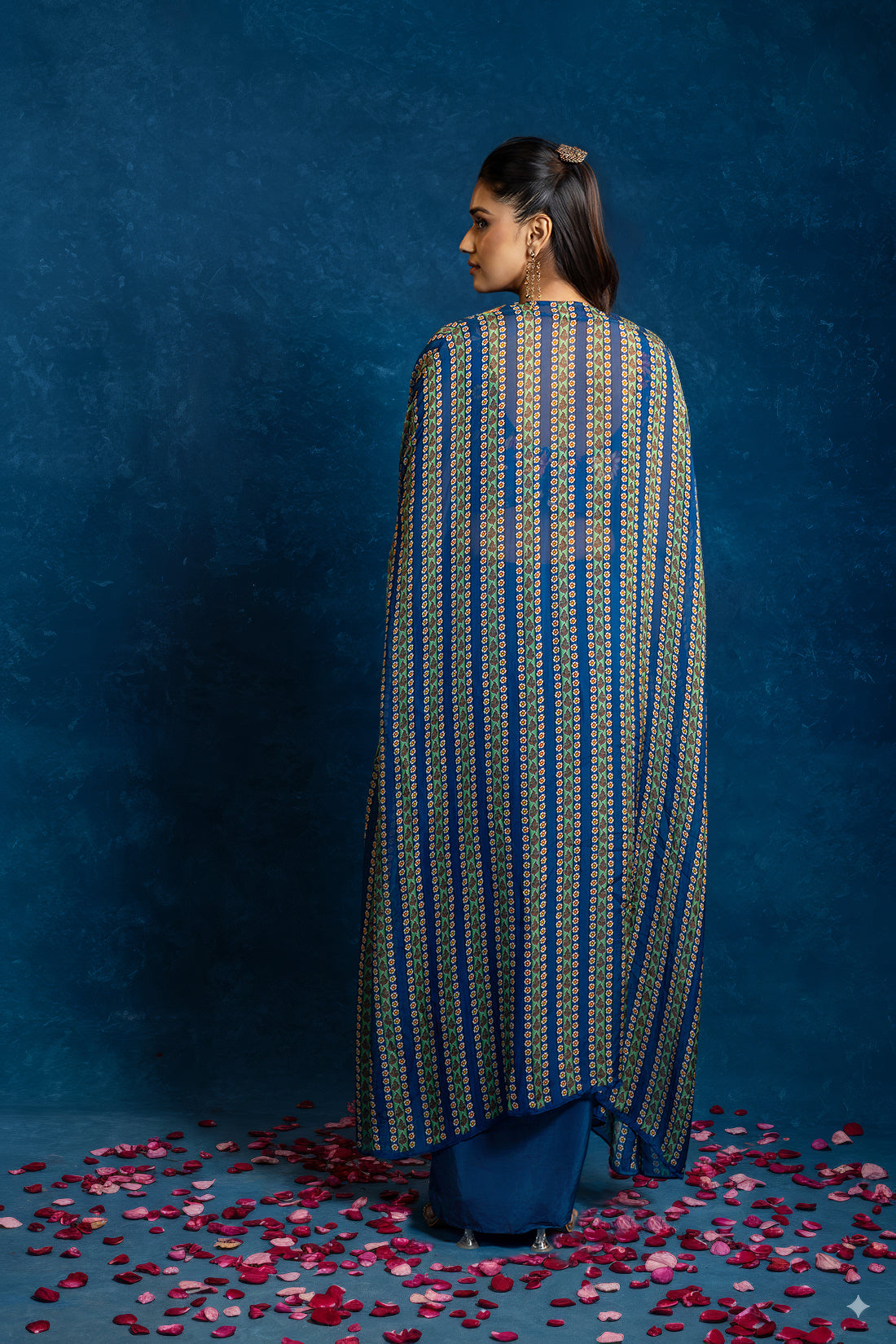 Aarani embellished  drape skirt  set with long cape