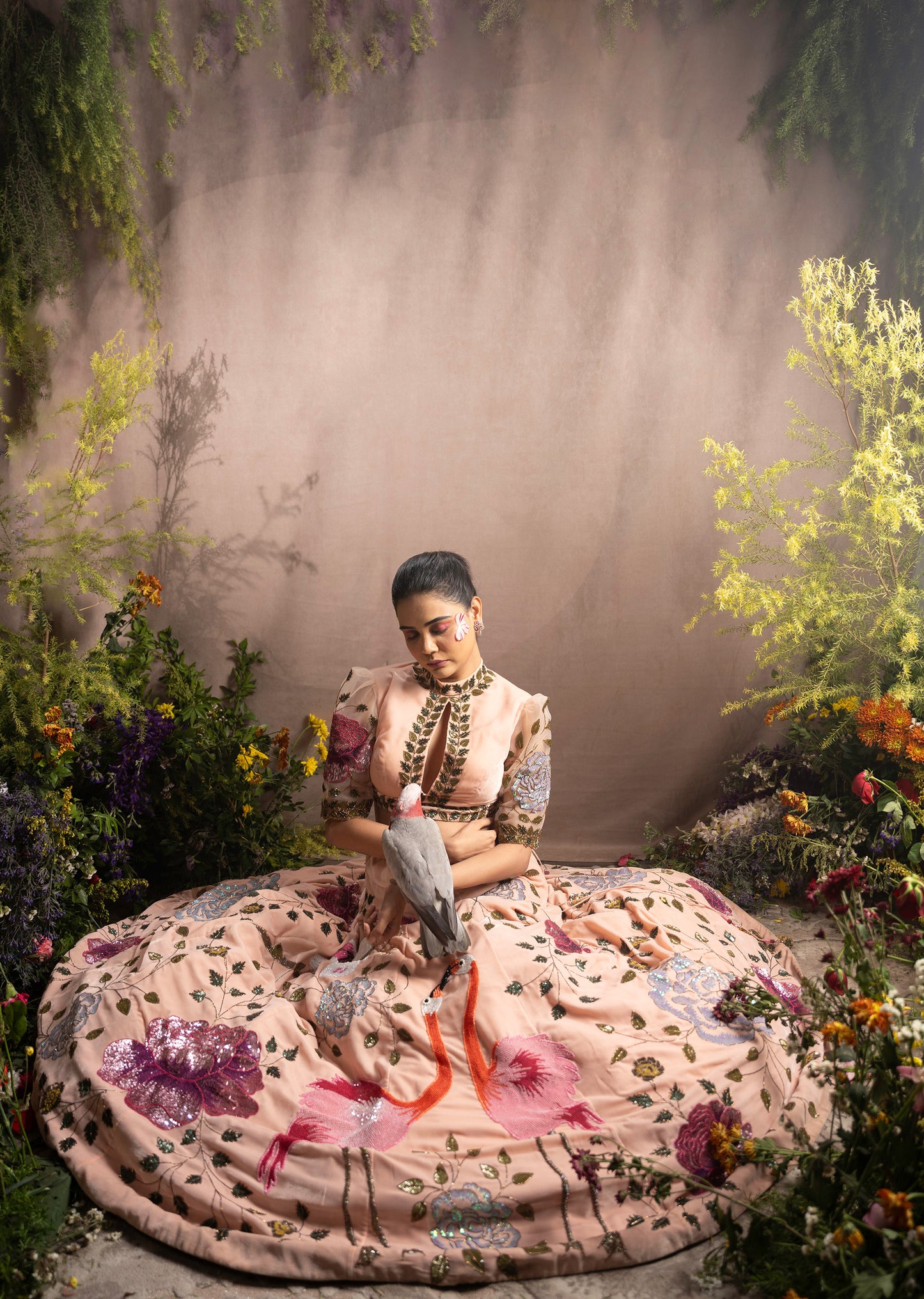 Peach Sequins Embroidered Designer Flying Soul Bridal Lehenga