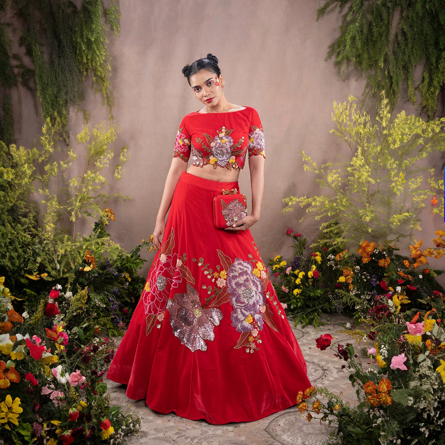 Red Hand Embroidered Designer Flying Soul Bridal Lehenga