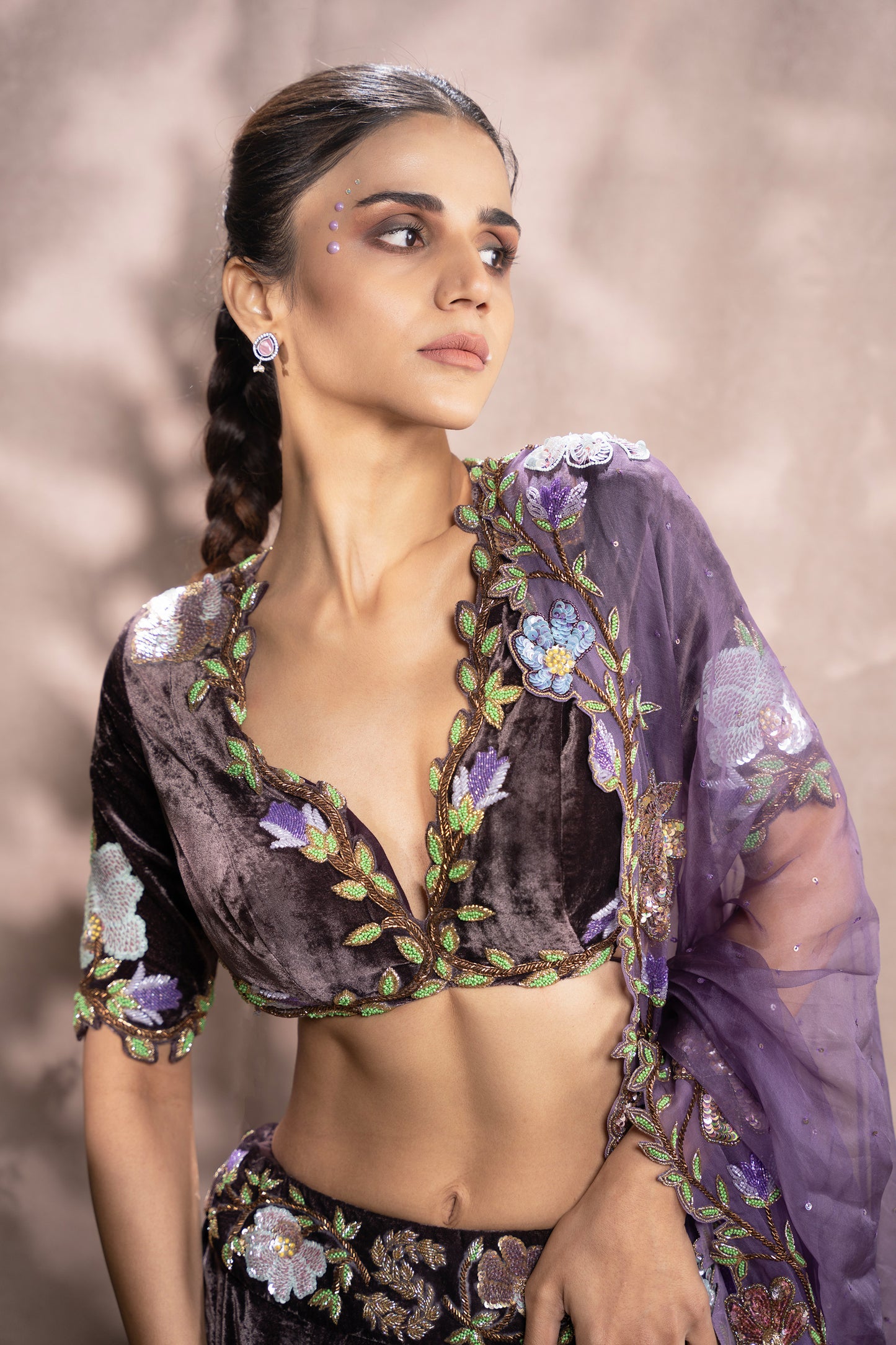 Snuff Hand Embroidered Designer Flying Soul Bridal Lehenga