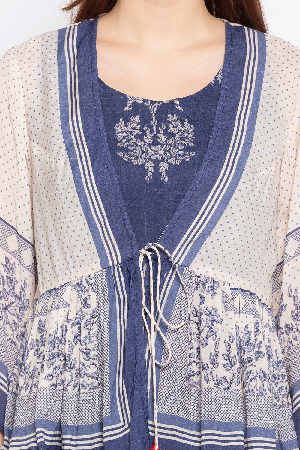 French Toile Dhoti Jumpsuit With Peplum Jacket