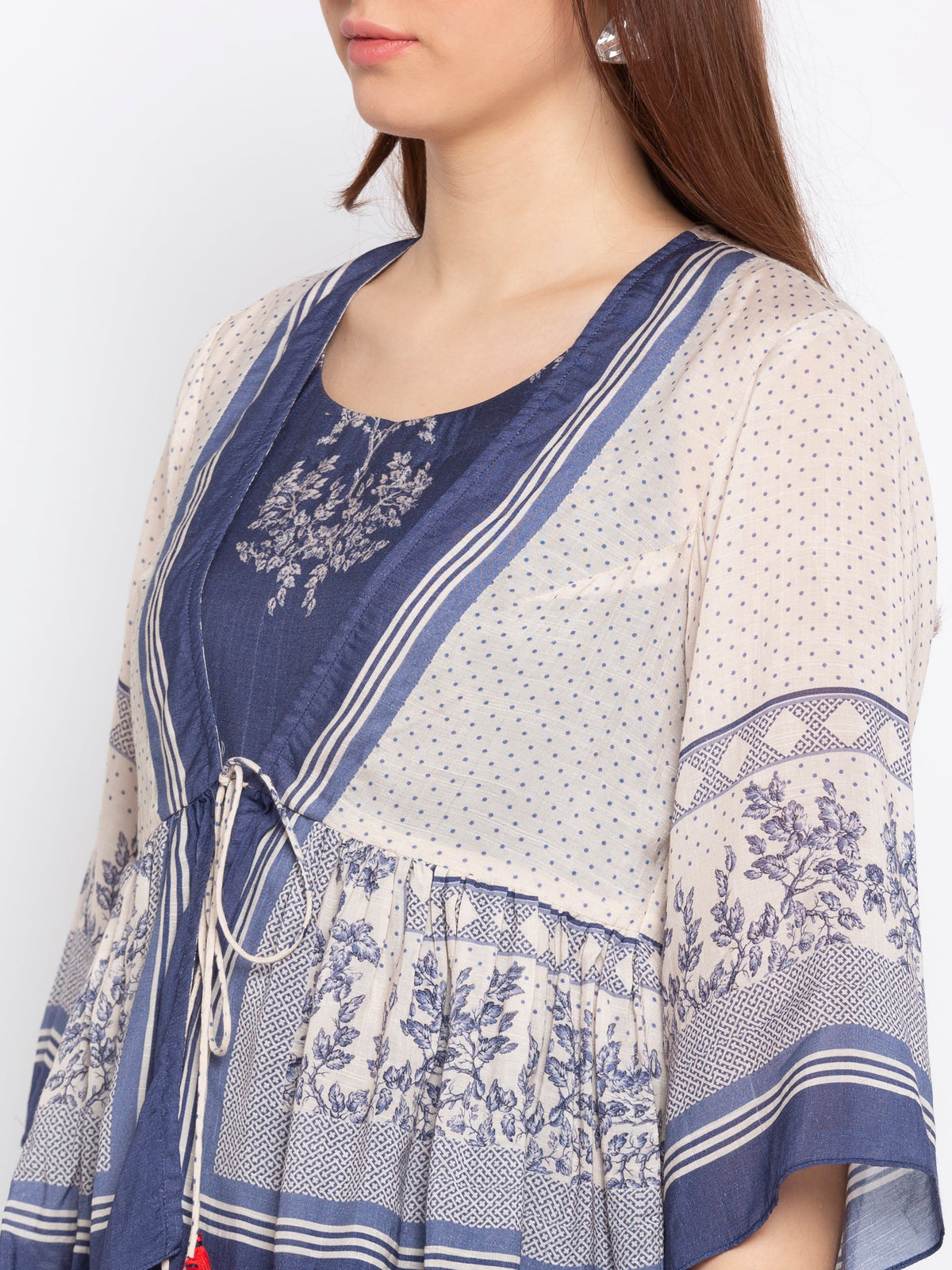 French Toile Dhoti Jumpsuit With Peplum Jacket