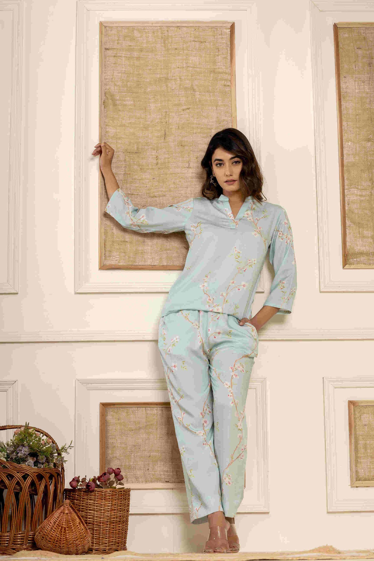 Floral Dreams (3/4 sleeves) Lounge wear | 100% Tencel Fabric