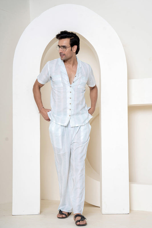 Azure Skyscape Men (Pajamas) Lounge wear | 100% Cambric Cotton