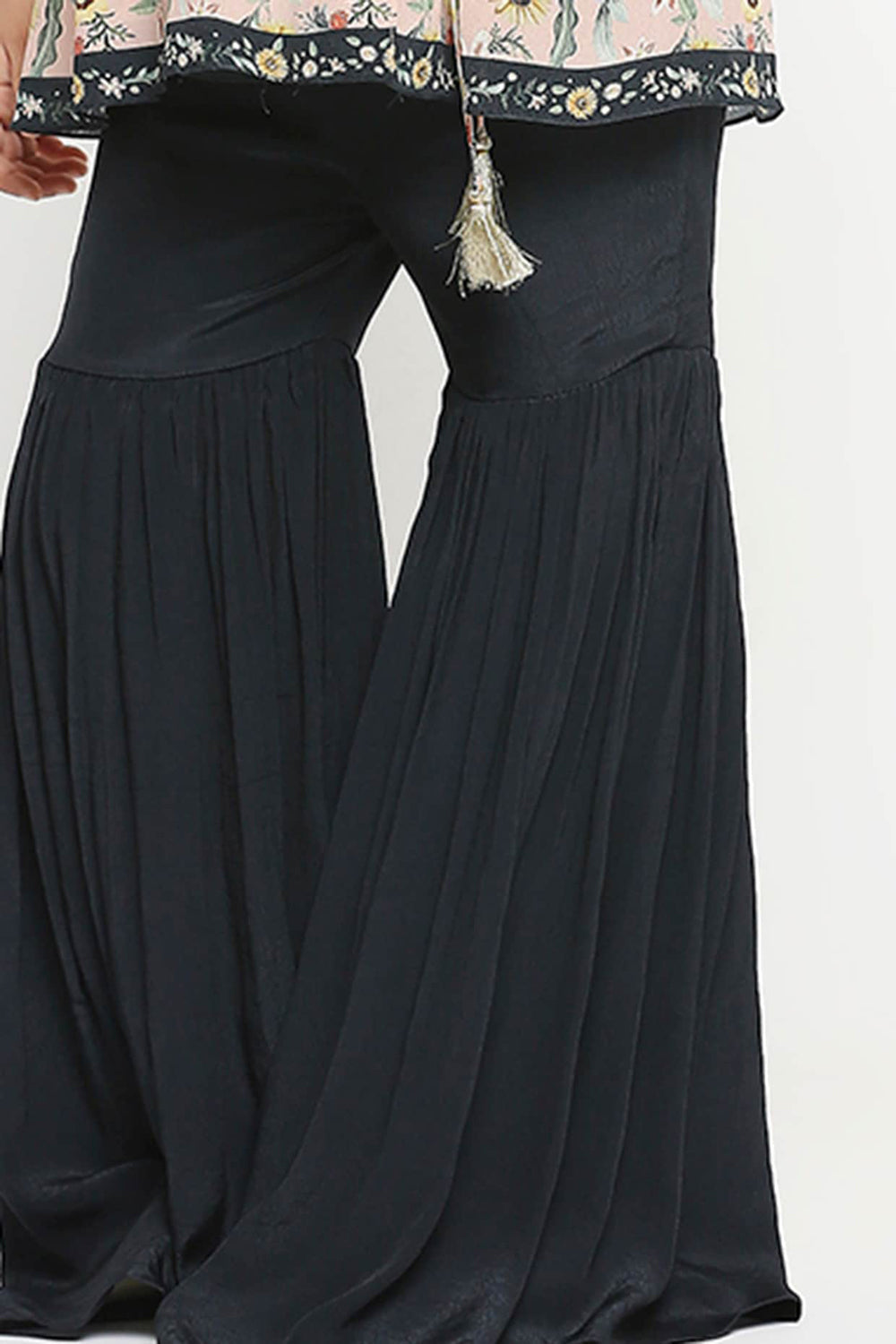 Gulista Floral Printed Overlap Top Paired With Sharara Pants