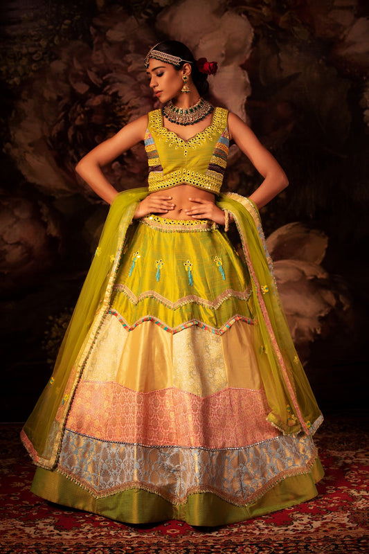 Swathika Green Bridal Lehenga