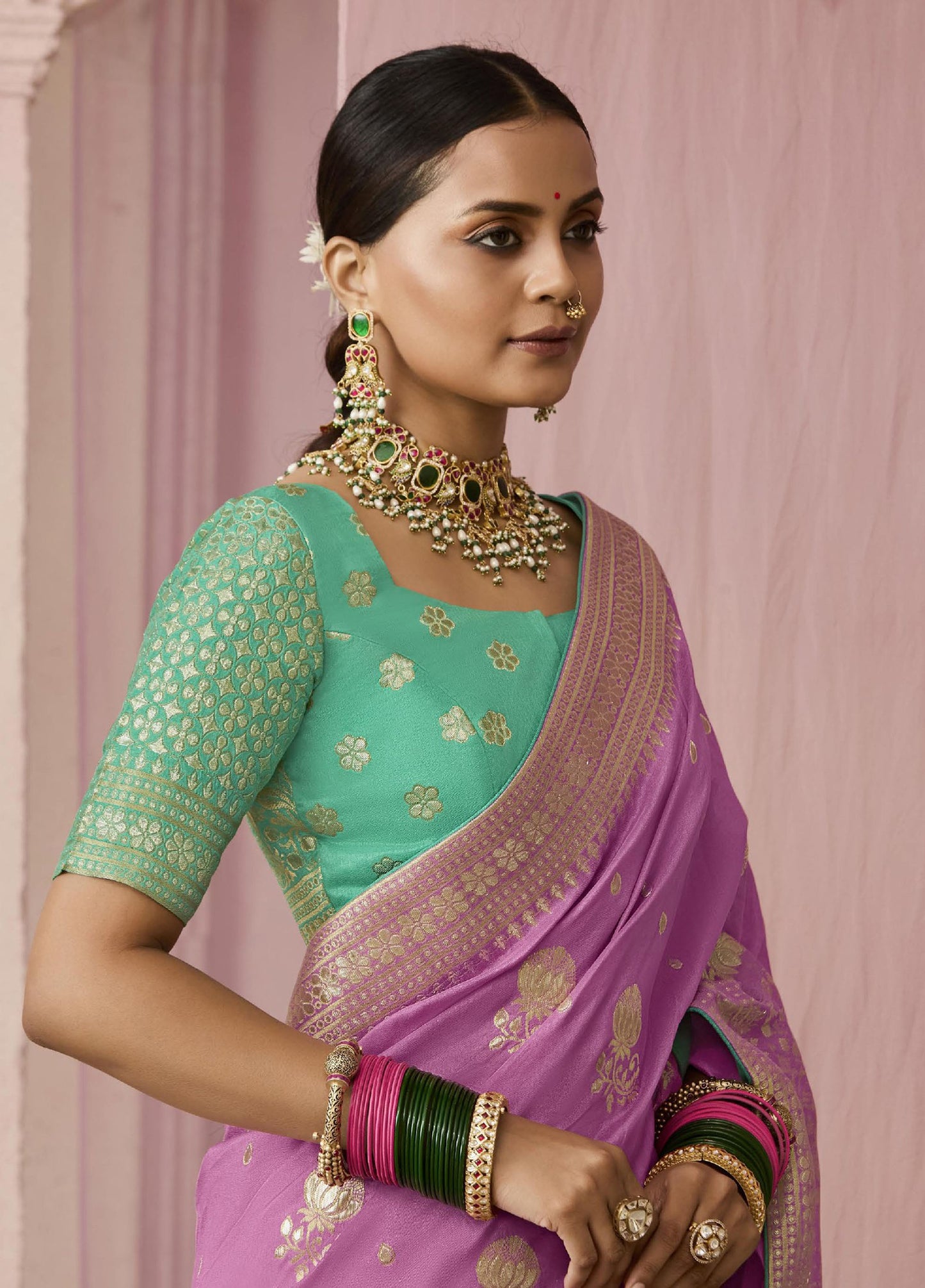 Lavender Dola Viscose Silk Premika Saree