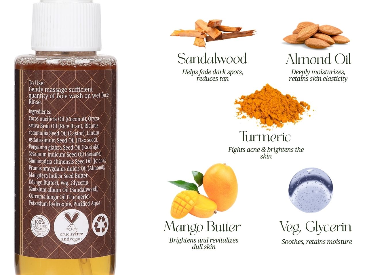 Sandal Face Wash (100ml), Rustic Art
