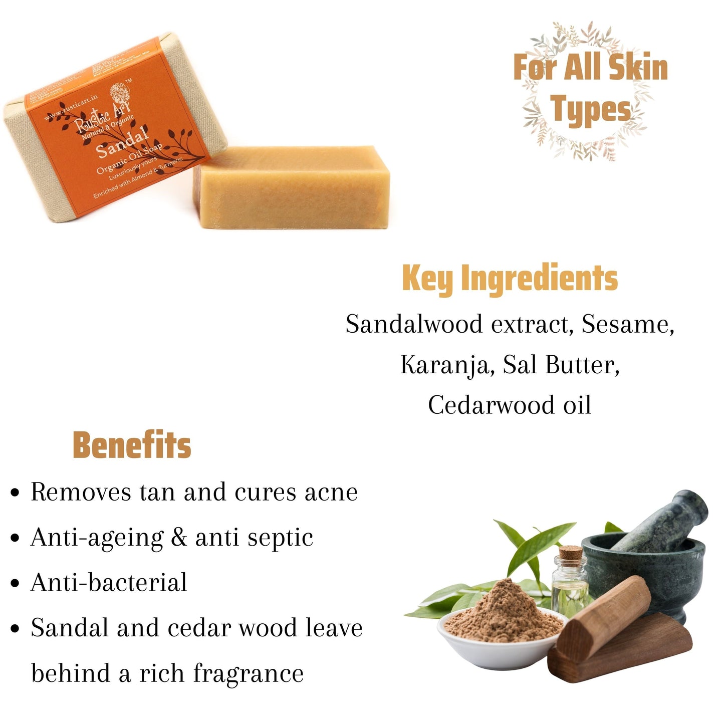 Sandal Soap (100gm), Rustic Art