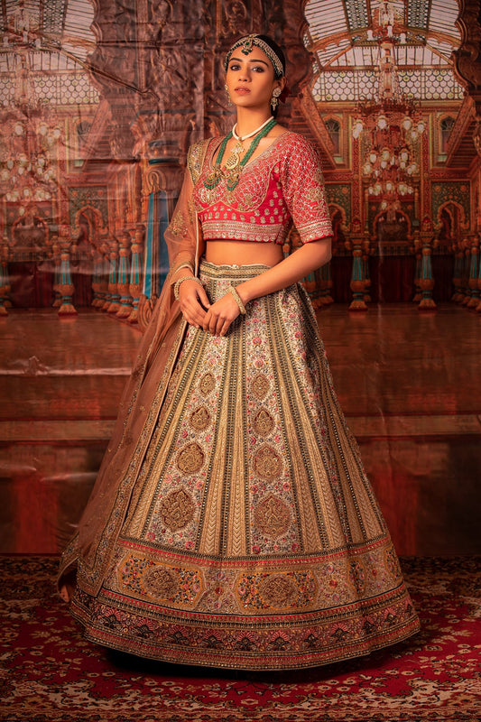 Skandmata Light cardamom green Bridal Lehenga
