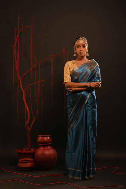 Devisha saree I Blue Handloom Tissue Saree