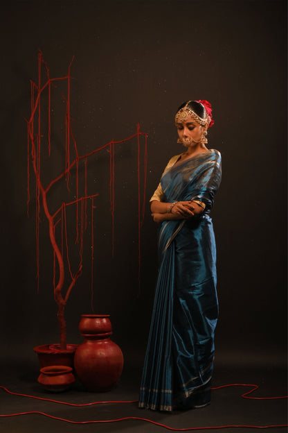 Devisha saree I Blue Handloom Tissue Saree