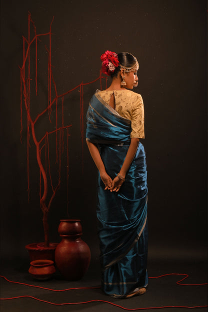 Devisha saree I Blue Handloom Tissue Saree