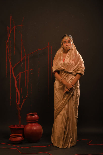Devyani saree I Rose Gold Handloom Tissue Saree